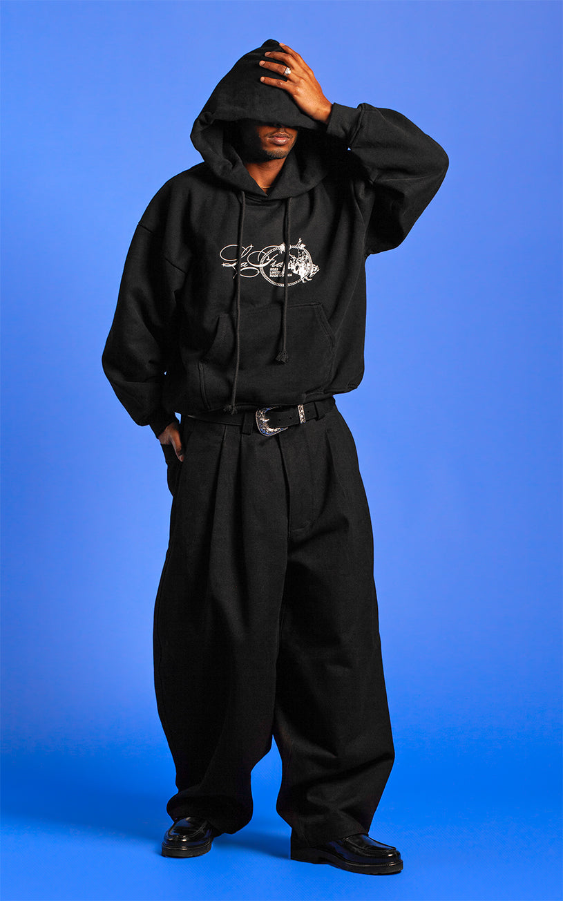 LaFrance Classic Black Stampede Hoodie & Pleated Denim