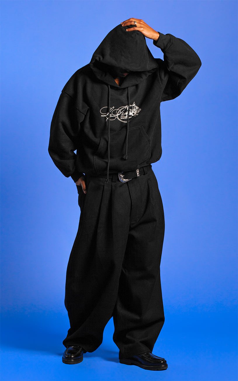 LaFrance Classic Black Stampede Hoodie & Pleated Denim