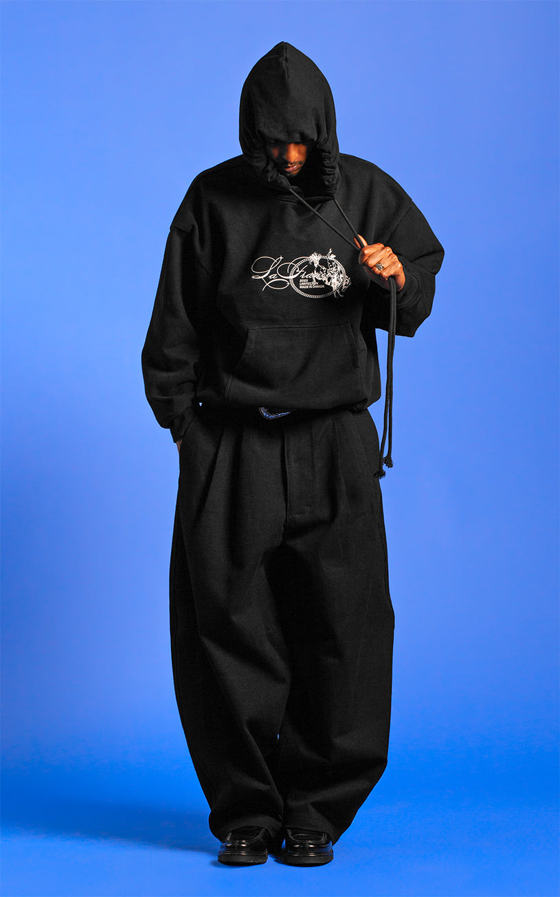 LaFrance Classic Black Stampede Hoodie & Pleated Denim