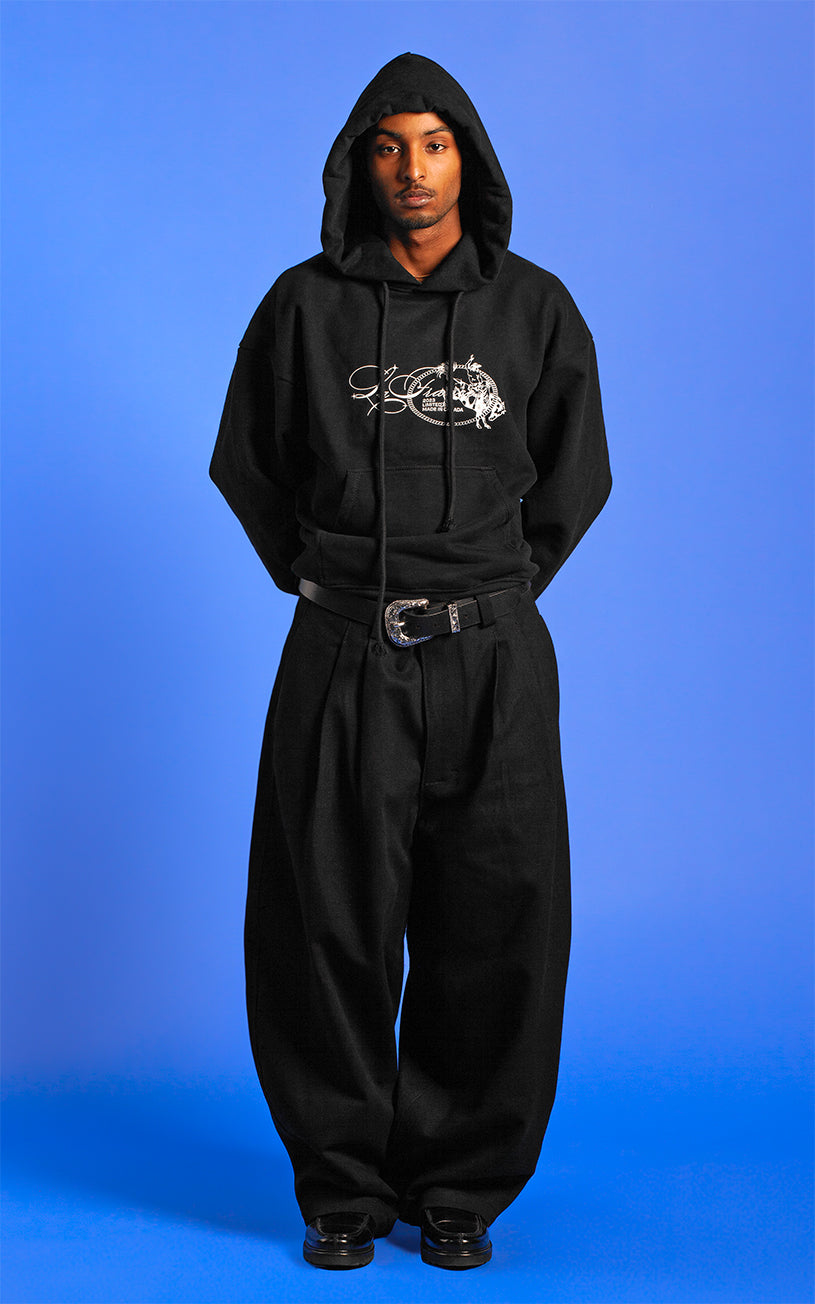 LaFrance Classic Black Stampede Hoodie & Pleated Denim