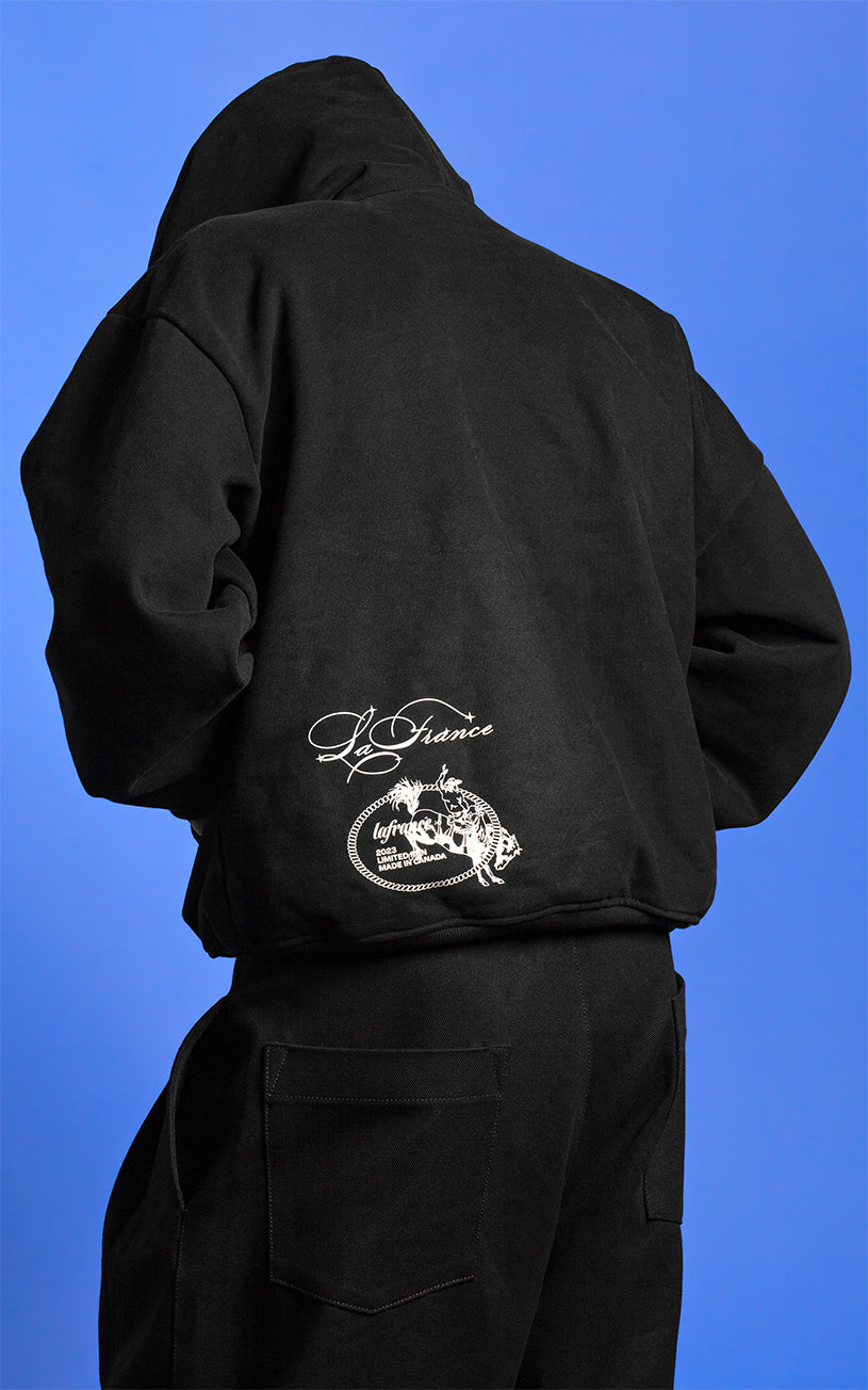 LaFrance Classic Black Stampede Hoodie & Pleated Denim