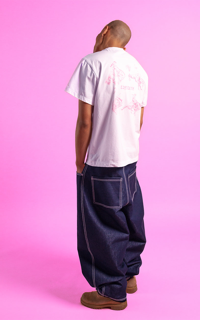 LaFrance Rodeo T-shirt & Raw Indigo Pink Top-Stitch Denim